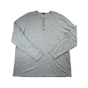 Vince Shirt Men 2XL Heather Gray Cotton Henley Neck Long Sleeve Pullover Outdoor